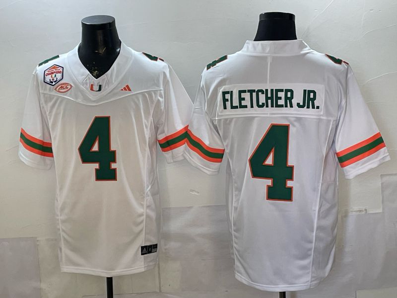 Men 2026 Miami Hurricanes #4 Fletcher jr White 3th generations Limited NCAA Jersey 0027->ncaa teams->NCAA Jersey